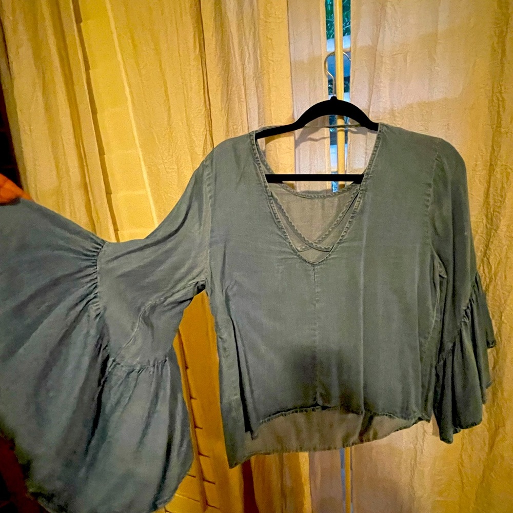 Charlotte Russe never worn soft denim bell sleeve top